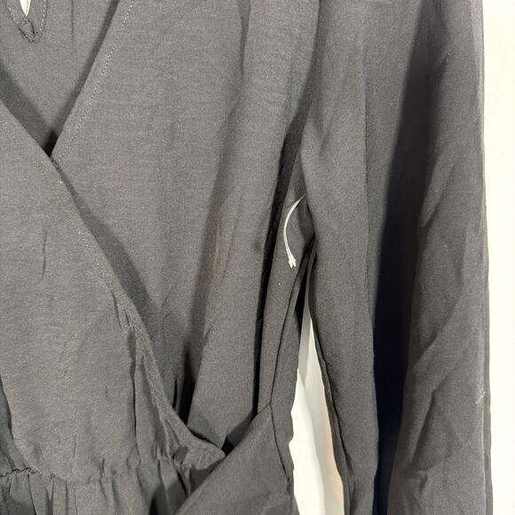 Wishlist Apparel V-Neck Jumpsuit Romper Black Small Long Sleeve Wide Leg Dressy - Picture 6 of 10